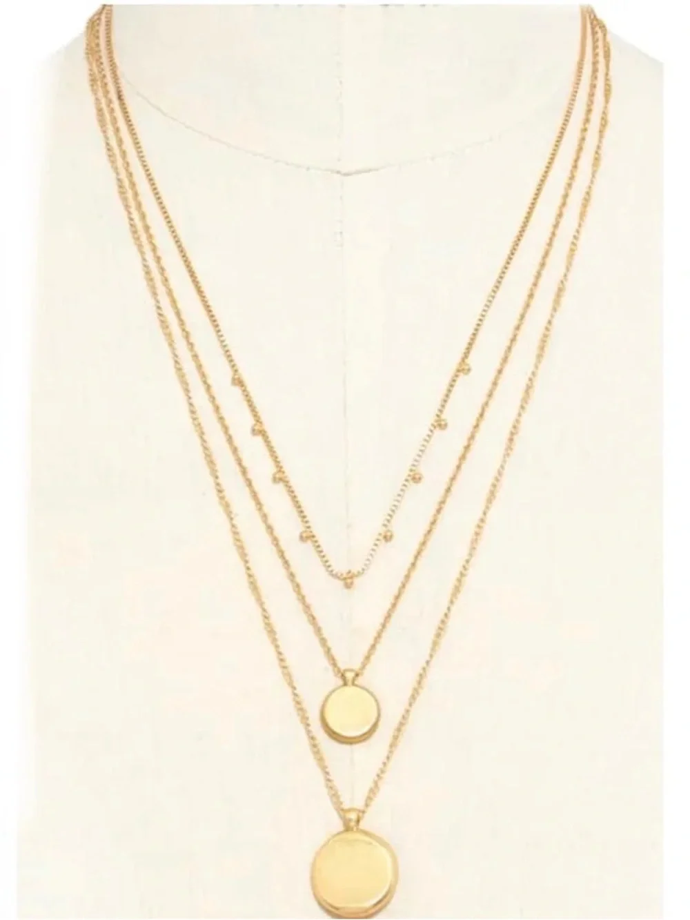 Madewell Gold Coin 3 Layered Pendant Necklace - Picture 3 of 4